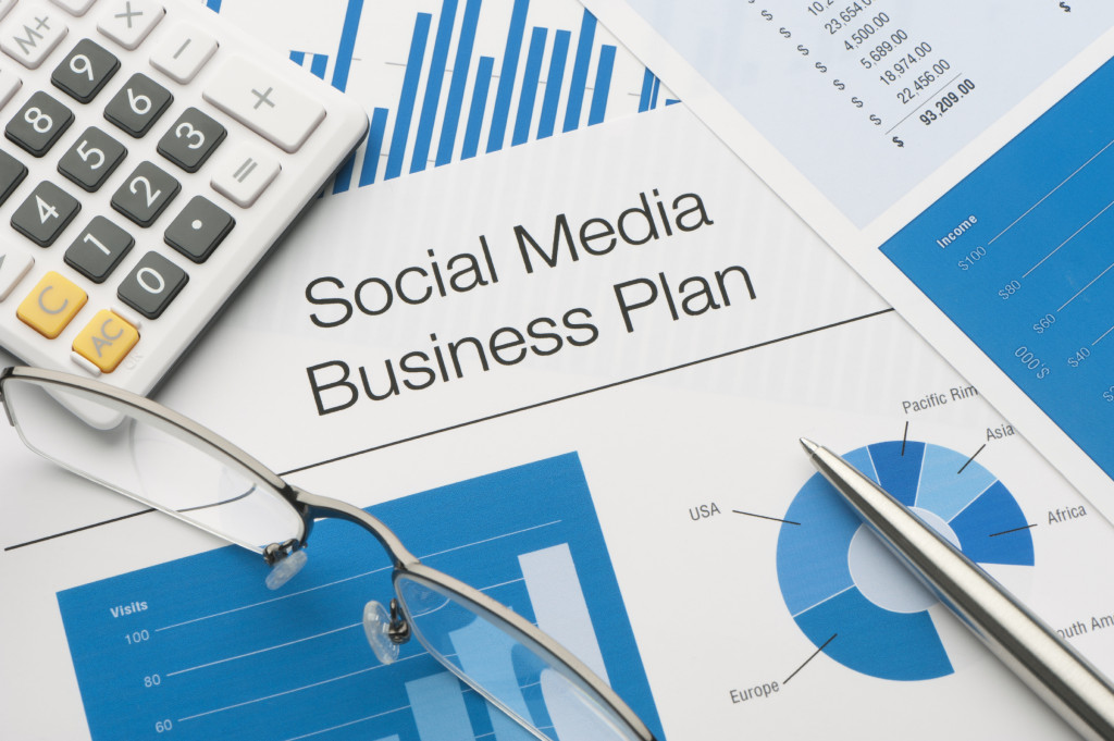 Close up of a social media business plan